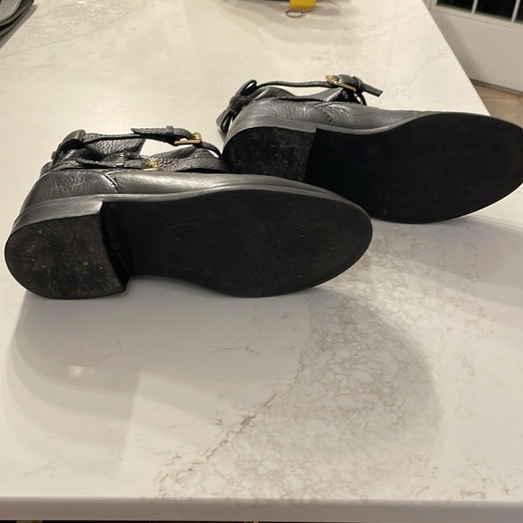 Pre-loved Kate Spade Black Leather Moto Sabina Boots with bow size 5M - Picture 7 of 8